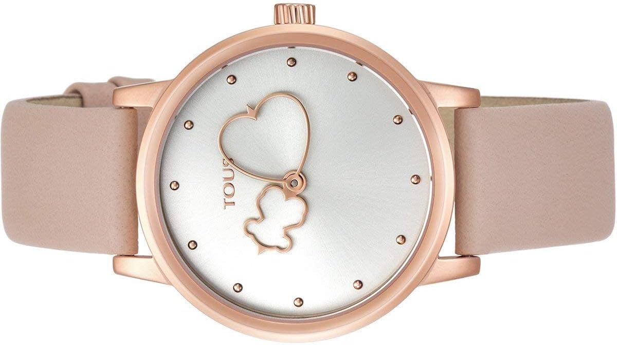 Reloj Tous Bear Time de acero IP rosado con correa de piel ...