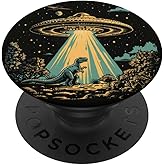 Alien Lover Flying Saucer UFO Abduction Dinosaur PopSockets Adhesive PopGrip