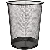 Zuvo Mesh WasteBasket Black Metal Wire Garbage Trash Can For Office Home Bedroom Height 10.1" Width 10" , 4 Gallon (16 Quart) (1, Black)