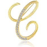 BeeGift Letter Brooch Pins Initial Rhinestone Brooch for Women Crafts,Rhinestone Crystal Lapel Pin Brooches Gold A-Z 26 Letters