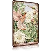 Flower Fairy Wall Decor Vintage Metal Tin Signs Fairy Garden Accessories - The White Bindweed