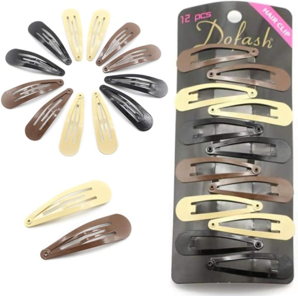 Dofash 2IN/5CM Small Snap Hair Clips Colorful Hair Barrettes Hair Grips Hair Accessories for Women - 12 Count/VANILLA CHOCO