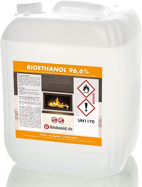 Bio-Ethanol 10 L 96, 6% für Kamin Brennstoff für Deko-Kamine im Innen