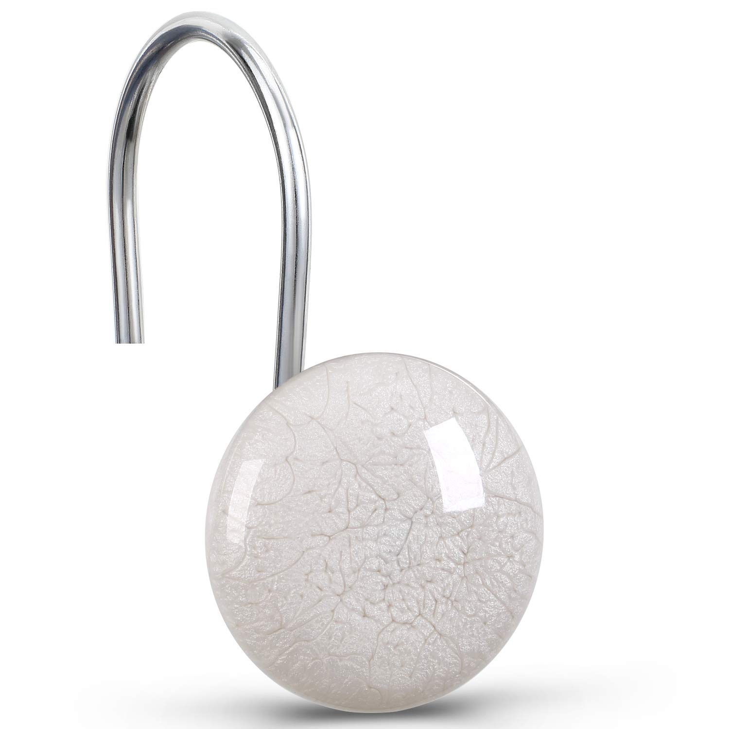 Photo 1 of "CHICTIE OFF White Marble Shower Curtain Hooks Rings, Set of 12 Crack Stone Decorative Shower Curtain Hooks, Anti-Rust Shower Rings for Bathroom Curtains Rods ".