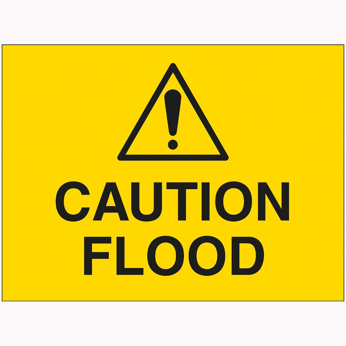 V Safety Caution Flood Sign - 600mm x 450mm - 2mm Rigid Plastic