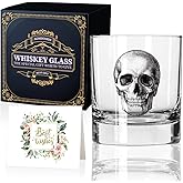 AGMDESIGN Skeleton Skull Whiskey Glass, Halloween Whiskey Glass, Fathers Day Gift for Men, Husband, Dad, Brother, Best Friend