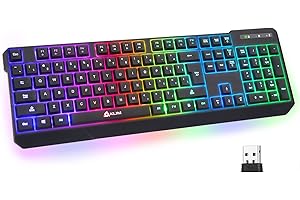 KLIM Chroma Wireless Gaming Keyboard RGB New 2022 Version - Long-Lasting Rechargeable Battery - Quick and Quiet Typing - Wate