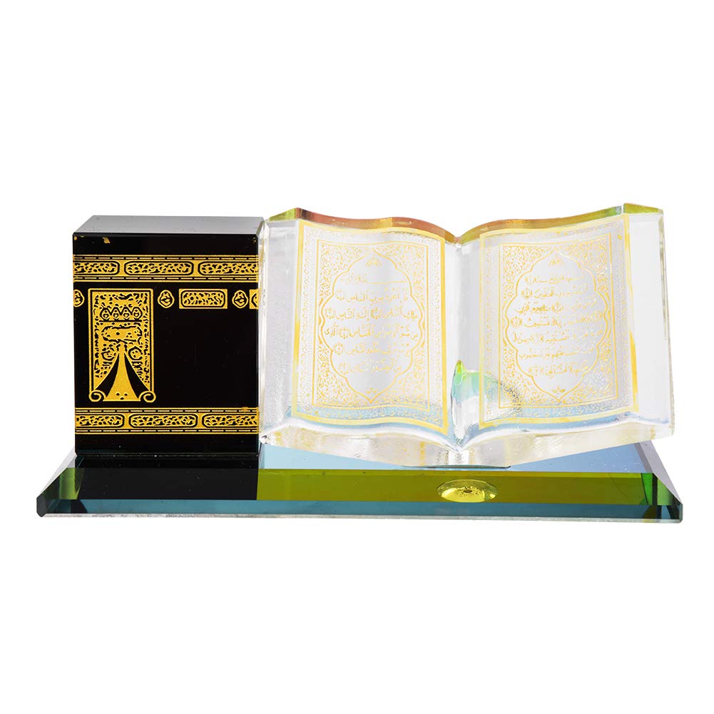 Cikonielf Muslim Crystal Gilded Kaaba Quran Model Kits Islamic Building Crystal Mosque Architecture Model Collectible Figurines Souvenirs Vehicle Decor for Home Table Decor