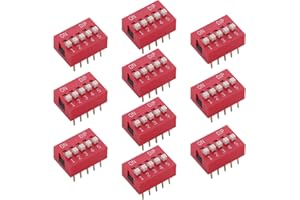 Fielect 10pcs Red DIP Switch Horizontal 1-5 Positions 2.54mm Pitch for Circuit Breadboards PCB