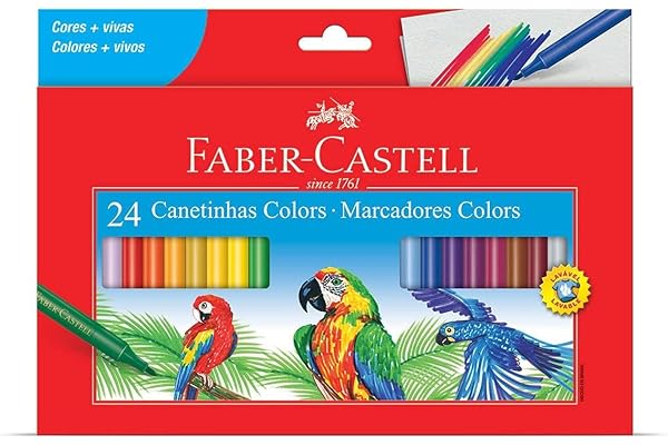 Hidrográfica com 24 Cores Estojo Cartão, Faber-Castell, 15.0124CZF, Multicor