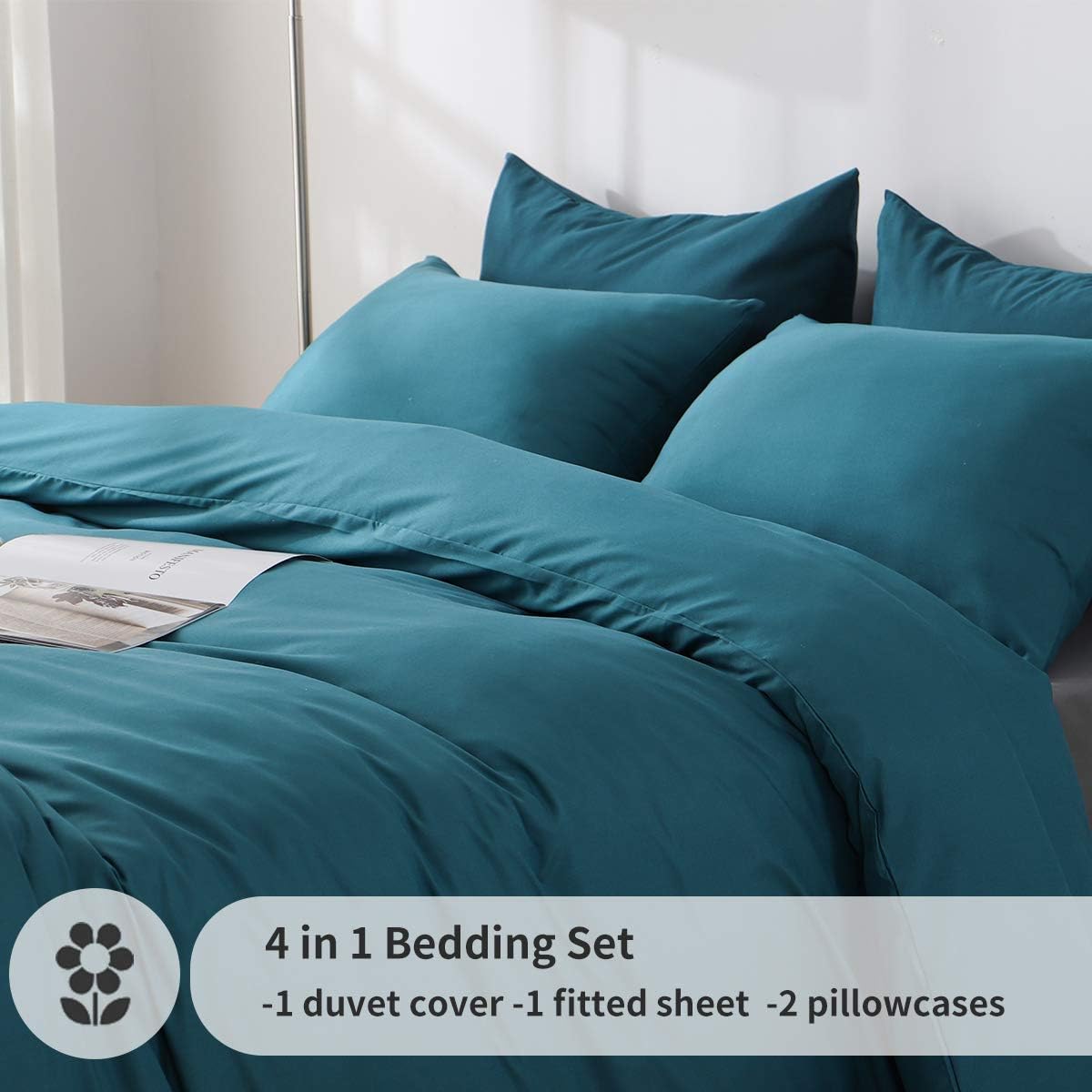 RUIKASI Super King Bedding Sets, 4 Piece Bed Set Superking Bedding - Image 3
