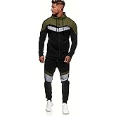 Hakjay Hoodie Tracksuit 2 Pieces Set for Men Athletic Sports Jogging Sweatsuit Set Casual Zipper Outfit