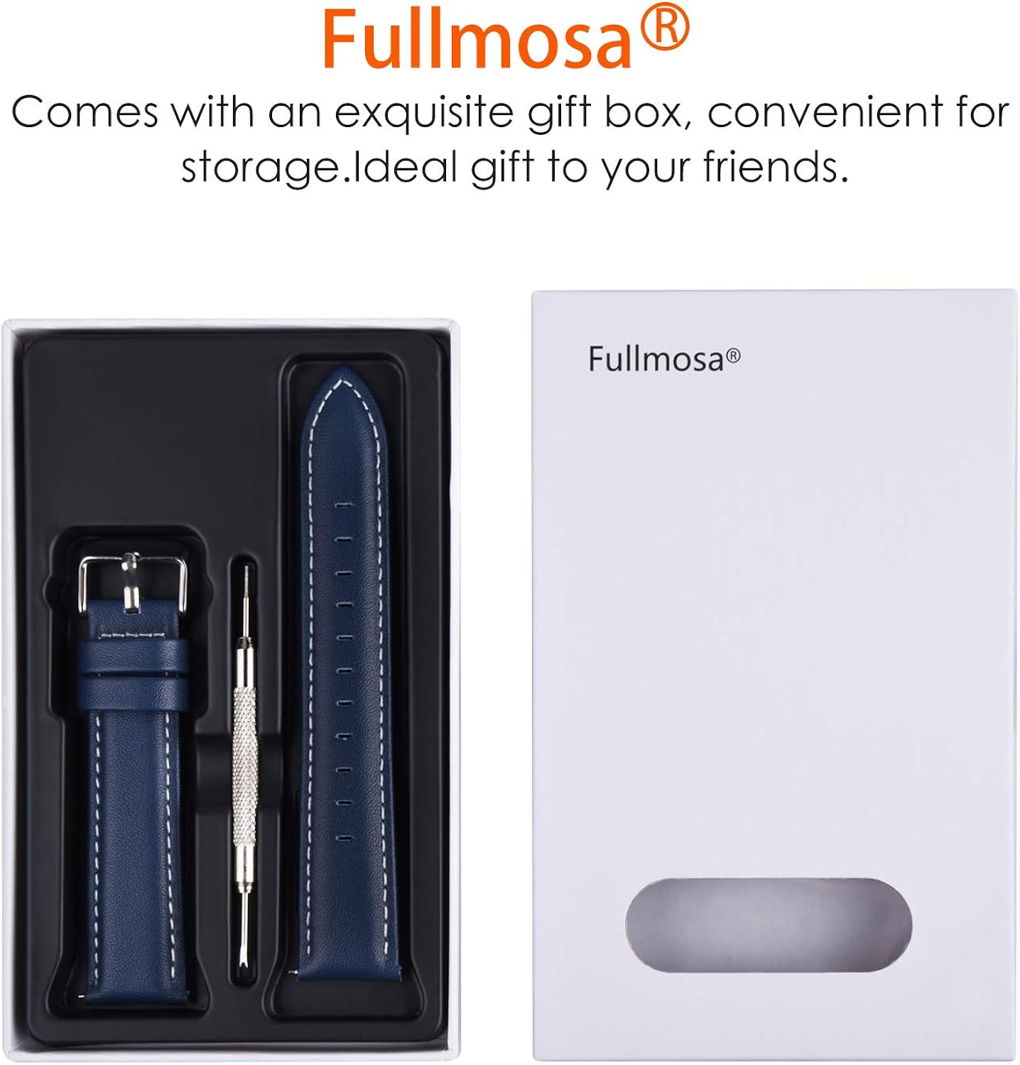Fullmosa Compatible Samsung Galaxy 46mm/Gear S3 Frontier/Classic Watch Bands, Quick Release Leather Smart Watch Band for Garmin Vivoactive 4 and Active, 22mm Watch Band, Dark blue + silver buckle | 