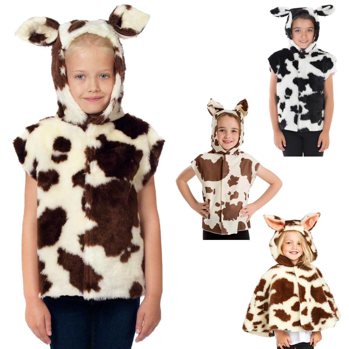 Charlie Crow Brown & White Fur Cow costume for kids one size 3-8 Years. — image 1