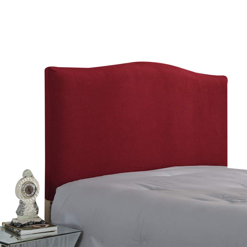 Bed headboard cover protector slipcover for bed headboard dustproof solid bed headboard cover stretch single double king Wine red