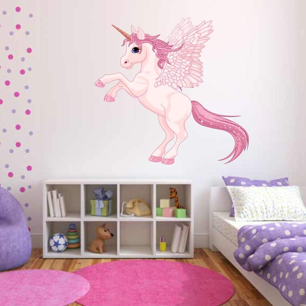 60 Second Makeover Limited Full Colour Unicorn Wings Pegasus Sticker Decal Girls Kids Bedroom Decoration, Large