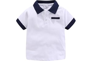 Mud Kingdom Boys Pique Polo Shirts for Toddler Short Sleeve Stripe Plain 1-9 Years