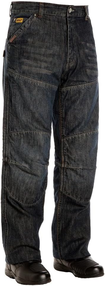Bilt Iron Workers Steel Protective CE Armor Aramid Fiber Relaxed Fit Denim Street Bike Motorcycle Riding Jeans - Dark Blue 28