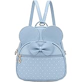 KL928 Girls Mini Backpack Bowknot Polka Dot Cute Daypacks Convertible Shoulder Bag Purse for Women (L.Blue)