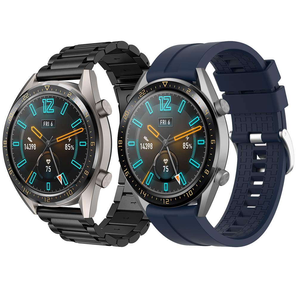 Supore Compatible with Huawei Watch GT2 46mm/Huawei Watch GT 3 46mm/Watch GT 46mm/Watch GT Active/Watch 2 Pro/Honor Watch Magic/Galaxy Watch 46mm/Gear S3/Gear 2, 22mm Steel Strap
