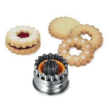 Metaltex Edelstahl geriffelt Form Ausstecher mit Auswerfer, geschnitzt, silberfarben