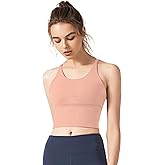 Redqenting Longline Sports Bra for Women with Removable Padded,Sexy Criss Cross Back Strappy Yoga Bras Workout Tank Tops