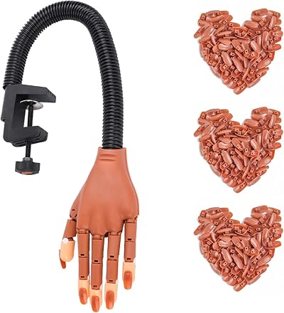 Deciniee Practice Hand for Acrylic Nails w/ 300 Refill Tips Flexible Adjustable