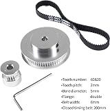 ALAMSCN GT2 Timing Pulley 20 60 Tooth 5mm Bore Belt 200mm for 3D Printer view 3