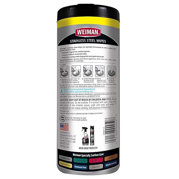 WEIMAN 92 STAINLESS STEEL WIPES 7 X 8 30/CANISTER