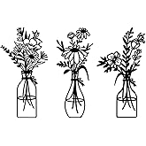 Metal Flowers Wall Art Decor Rustic Farmhouse Black Floral Wall Decor for Bathroom Bedroom Living Room Home Art