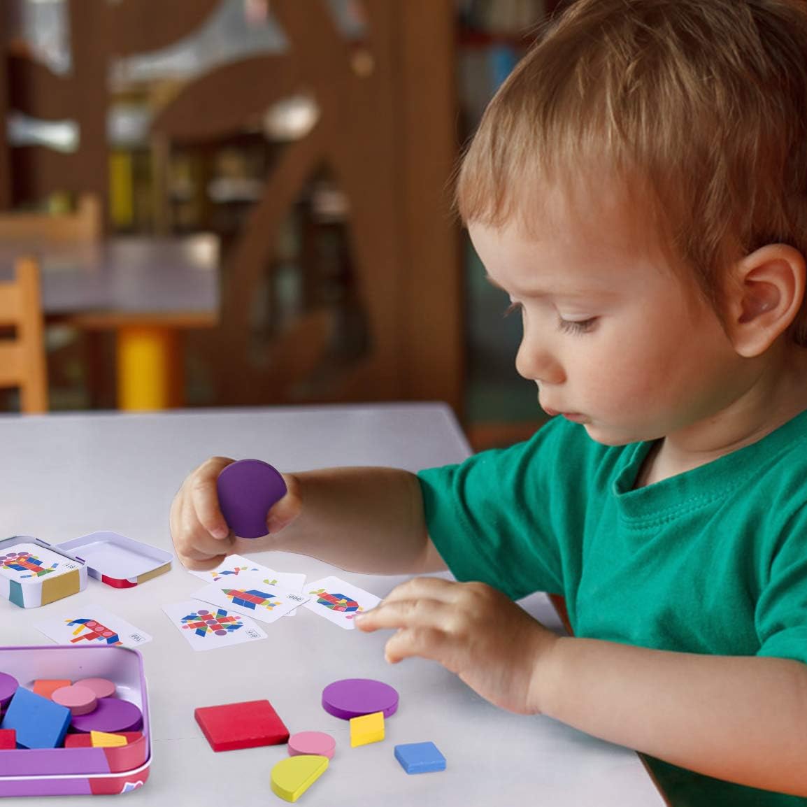 Highttoy Wooden Shape Puzzles for Kids,Tangram Shape Puzzles for 36