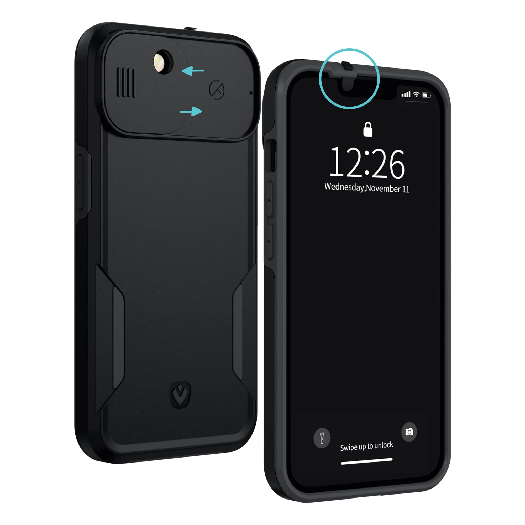 Spy-Fy iPhone 14 Plus Case with Camera Covers Front and Rear | Protect Your Privacy | 6-Foot Drop Proof | 6,7 Inch | Camera Protection by Valenta Black — image 1