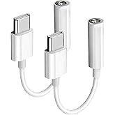 USB C to 3.5mm Female Headphone Jack Adapter 2 Pack, Type C to Aux Audio Dongle Cable Cord Compatible with iPhone 15 Series, 