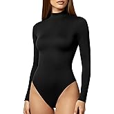 YOGINGO Women's Long Sleeve Mock Turtle Neck Bodysuits Tops Going Out Body Suits for Women Fashion Basic Leotards Jumpsuit