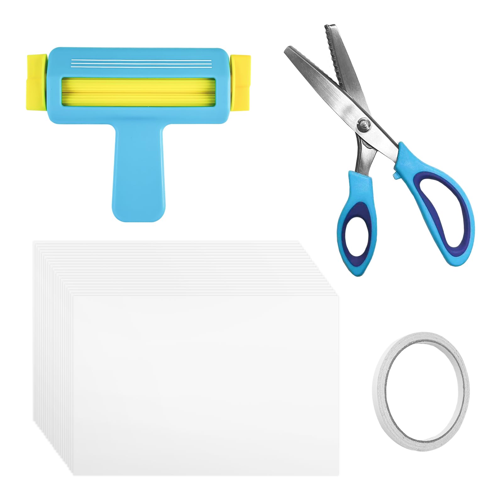 Photo 1 of Paper Crimper Tool, 9" Pinking Shears, 100 Sheets Glossy Thin Inkjet Paper 8.5 x 11 Inches with Double Sided Tape for Chip Bags Crafting for Inkjet Printer, DIY Crafts Arts, Scrapbooking