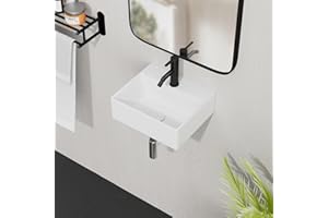 Davivy 13.2" X 11.4'' Wall Mounted Bathroom Sink with Pop Up Drain,Bathroom Sinks Above Counter,Rectangle Ceramic Vessel Sink,Wall Mounted Sink for Small Bathroom(No Installation Kit)