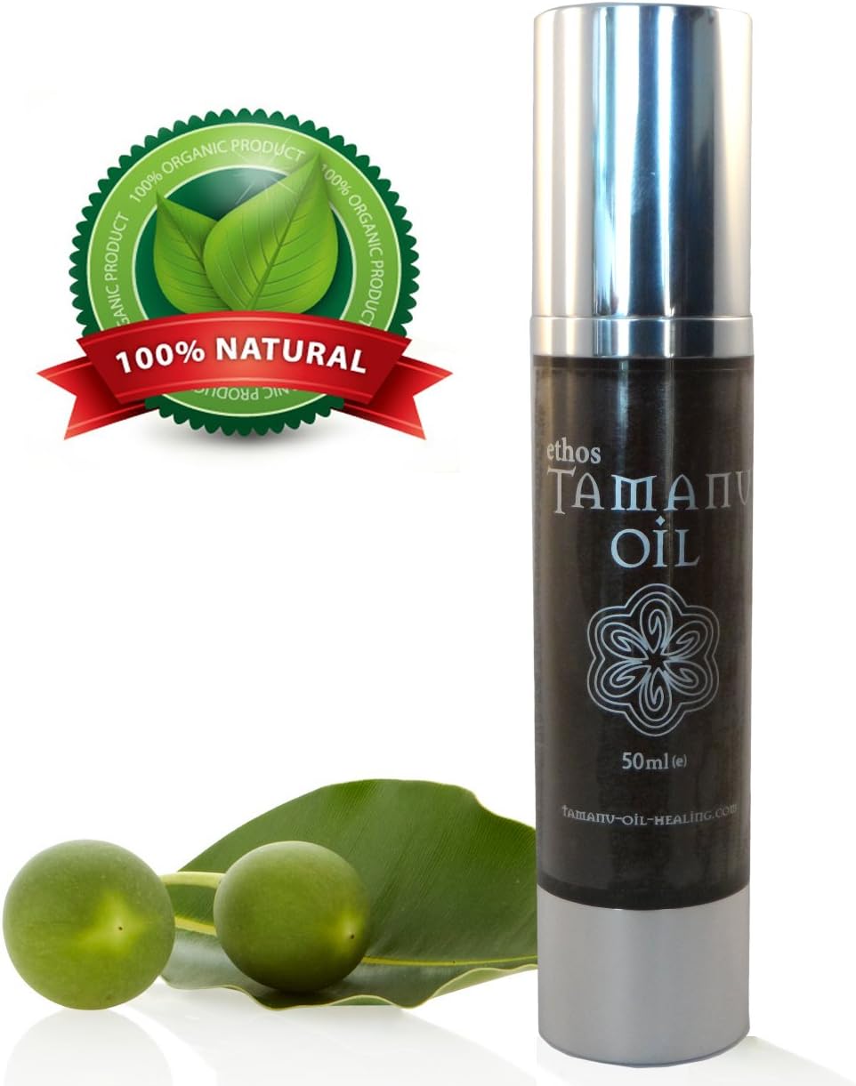 Organic Tamanu Oil | 100% Pure Tahitian Tamanu Oil Cold Pressed Certified Organic for: Nails, Hair, Face, Acne, Nail Fungus and More | Use Pure Organic Tamanu Oil 50ml by Ethos (As seen on UK TV) for the Best Results - GUARANTEED!