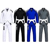 Basic 2.0 BJJ Gi for Men and Women, Lightweight 375 GSM Preshrunk Gi with White Belt Included