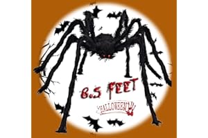 Epesl Halloween Spider Outdoor Decorations, 8.5Ft Giant Hairy Black Spider, Scary Fake Huge Spider Props for Halloween Indoor, Outdoor and Yard Patio Window Creepy Decor Supplies