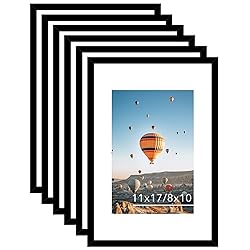 JCJMY 11x17 Picture Frame Set of 6 Black with 8x10