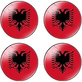 HSQCEZ 4 Pcs Albania Flag Pin Round 1 Inch, Lapel Pins Souvenir Badge for Hat Clothes Backpack,Albanians Flag Brooch Accessories Party Favors,Patriotic Pin Accessories for Men/Women