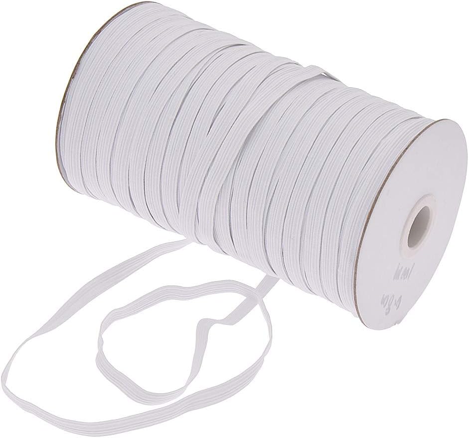 Focalmotors Elastic Band White Elastic Cord High Elasticity Knit for Sewing Crafts DIY 1/3 Inch(109yards)