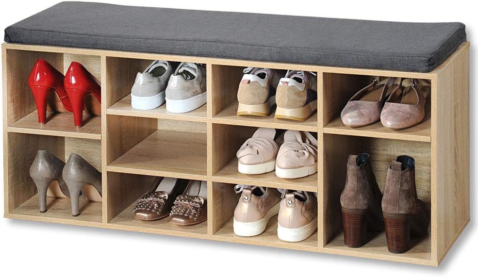 Kesper Shoe Cabinet with Seat Cushion, Sonoma Oak Look, 103.5 x 31 x 12 cm - Image 3