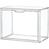 Clear Acrylic Display Case, Stackable Plastic Storage Bins with Magnetic Attraction Lid, Showcase for Cosmetic, Large Figures Collectibles, X-Large