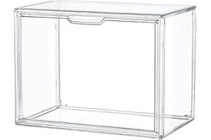 LXLXXL Clear Acrylic Display Case, Stackable Plastic Storage Bins with Magnetic Attraction Lid, Showcase for Cosmetic, Large Figures Collectibles, X-Large