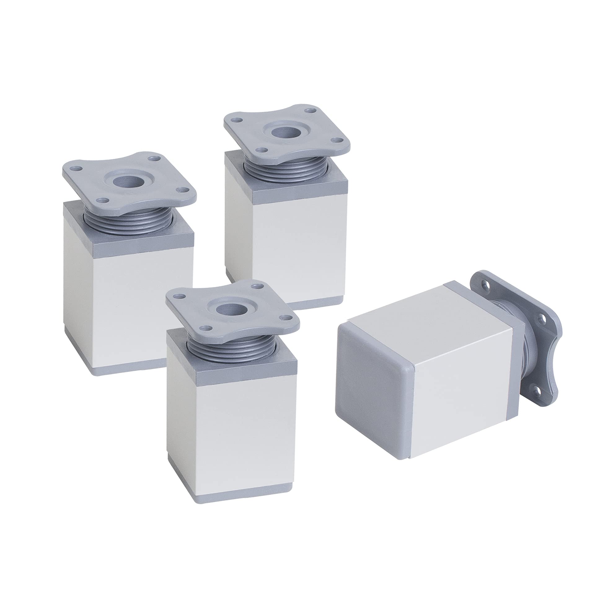 LouMaxx Adjustable Square Furniture Feet - Set of 4 40 x 40 x 60 mm in Aluminium/Silver with Mounting Plate - Feet for Aluminium Furniture - Quality Cabinet Feet for Individual DIY Furniture