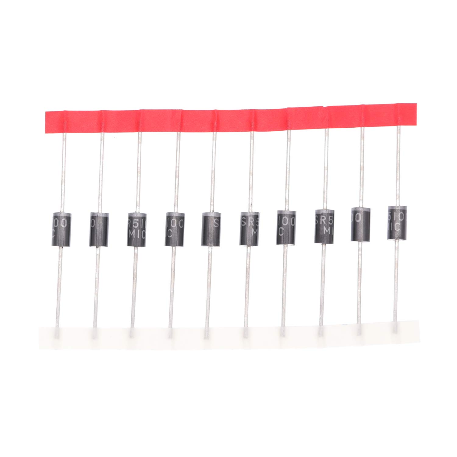 HUABAN 50PCS SR5100 (SB5100) Schottky Barrier Rectifier Diodes 5A 100V DO-201AD (DO-27) Axial 5 Amp 100 Volt