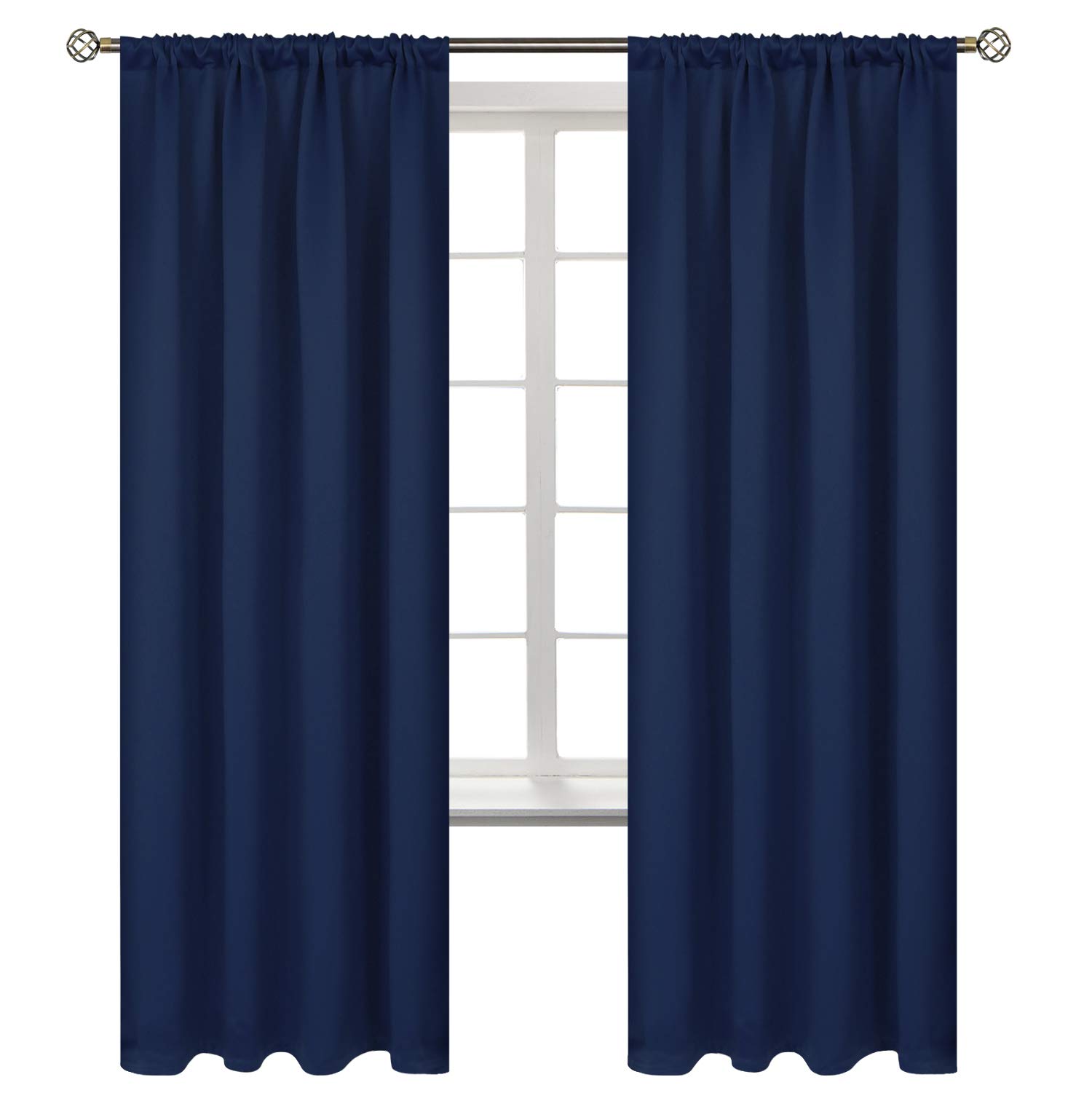 BGment Rod Pocket Blackout Curtains for Bedroom - Thermal Insulated Room Darkening Curtain for Living Room, 52 x 72 Inch, 2 Panels, Navy Blue