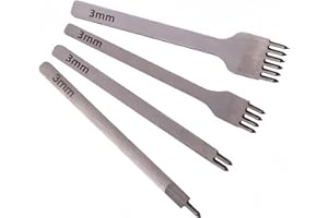 Leather Craft Kits Pricking Irons，Profession Diamond Lacing Stitching Chisel Set 3mm（1/2/4/6 Prong） DIY Home or Craft Projects，3/4/5/6mm Options, nophike Tools（3 MM）