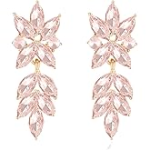 Met-edianger Sparkly Rhinestone Drop Dangle Earrings Wedding Earrings for Brides Bridesmaids Fancy Crystal Leaf Bridal Earrings for Women